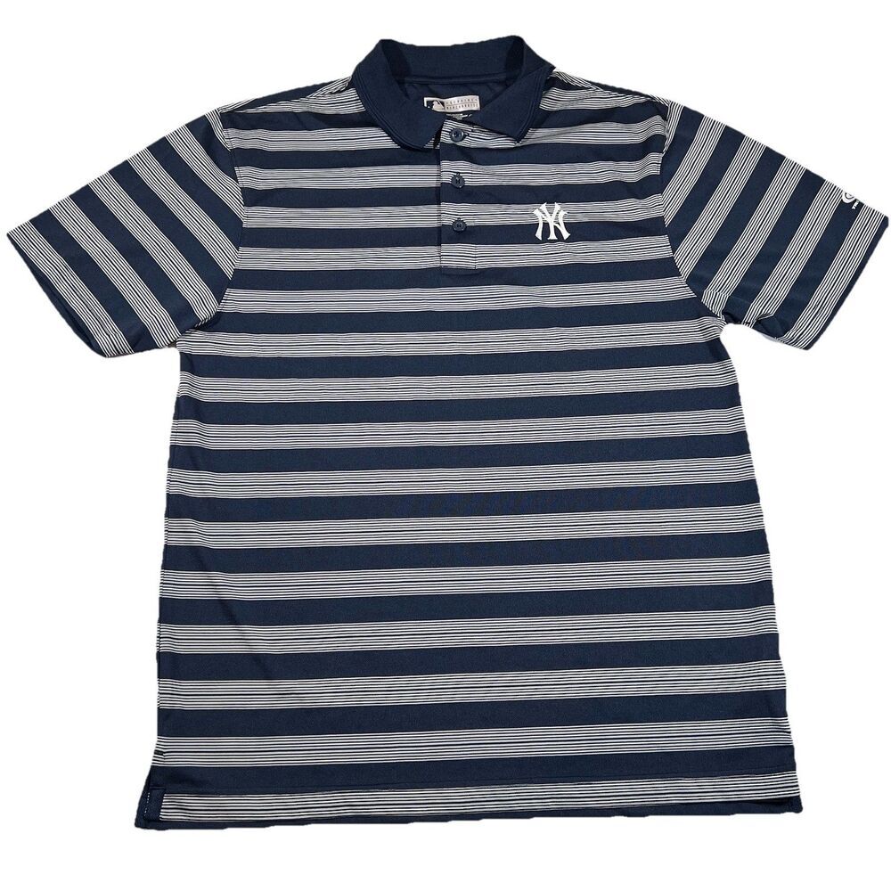 New York Yankees True Fan Genuine Merchandise Striped Polo Shirt Men's Large